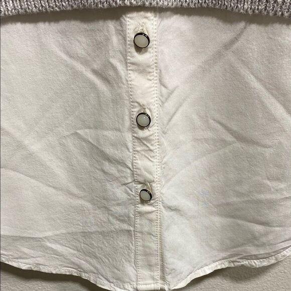 Moth Anthropologie Gray Knit‎ & White Blouse Layered Two in One Top | XS - Picture 5 of 12
